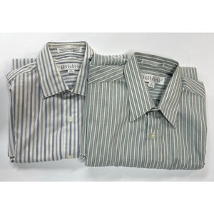 2 Perry Ellis Portfolio Dress Shirt Mens 16/Large Multicolor Classic Fit Striped